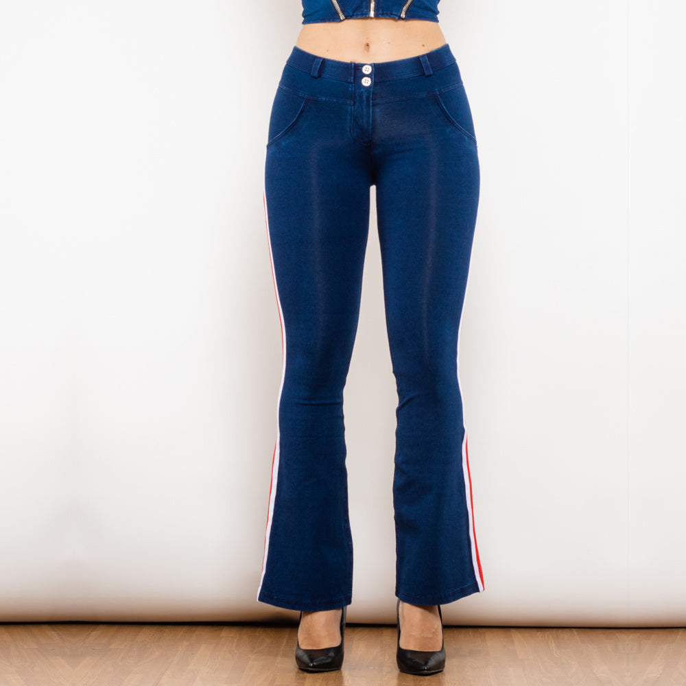 Shascullfites Melody Jeans Push Up Effect Skinny Jeans Sexy Lift Striped Flare Jeans Women's Denim Pants - Enfance-Heureuse