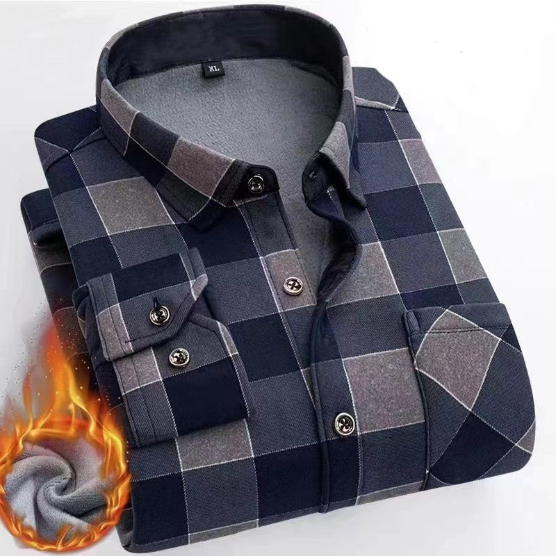 Thickened Velvet Padded Shirt Thermal Plaid - Enfance-Heureuse