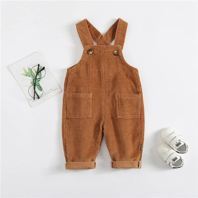 Boys and girls baby denim suspenders trousers - Enfance-Heureuse
