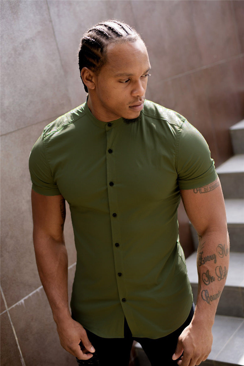 New Summer Shirt Fitness Clothing Cotton Tops Short Sleeve Sports Shirts Brand Mens Short Cool Casual Fashion Breathable Shirt - Enfance-Heureuse