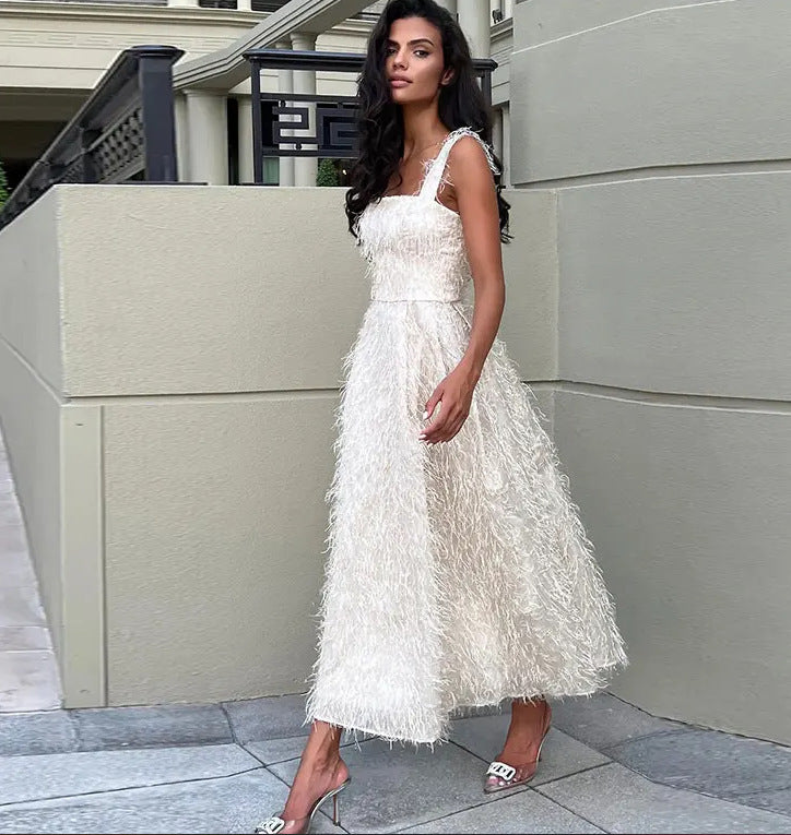 Women's Sleeveless Tassel Dress - Enfance-Heureuse