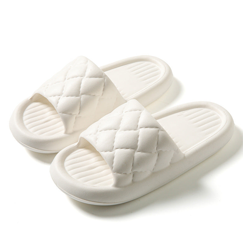 New Rhombus Home Slippers Summer Non-slip Floor Bathroom Slipper Lightweight Simple House Shoes For Women Men - Enfance-Heureuse