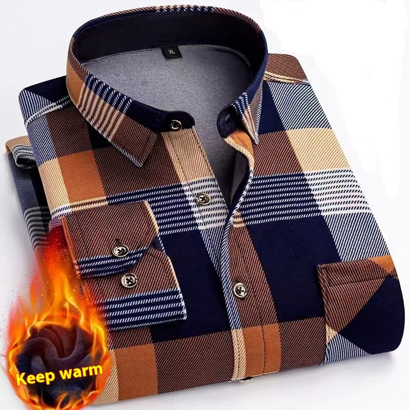Thickened Velvet Padded Shirt Thermal Plaid - Enfance-Heureuse