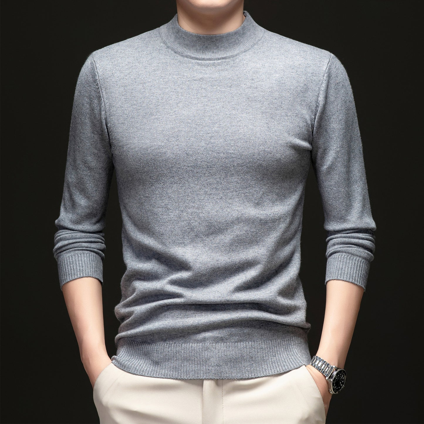 Thick Warm Sweater Half Turtleneck Simple All-matching Base - Enfance-Heureuse