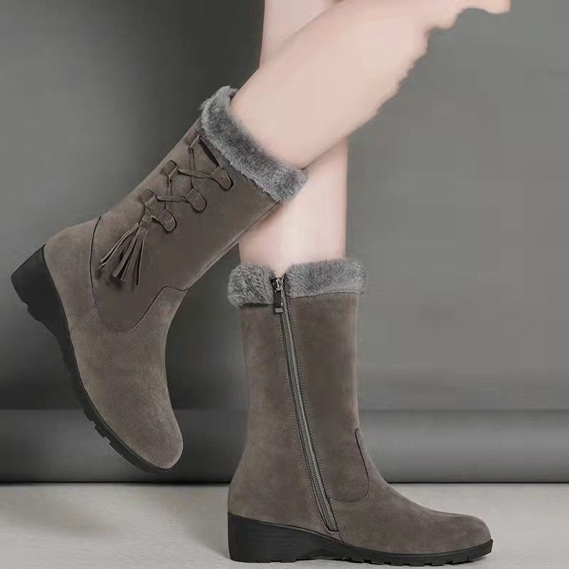 Cotton Boots Fleece Warm Boots Plus Velvet Thick Cotton Shoes - Enfance-Heureuse