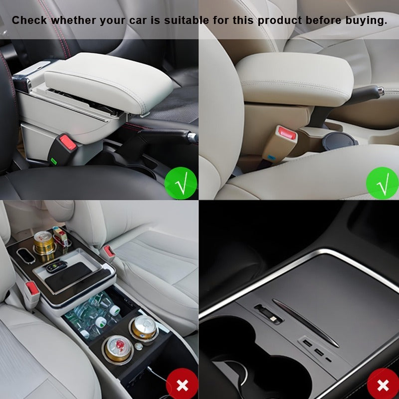 Car Armrest Box Reinforced Pad With Side Storage Bag - Enfance-Heureuse