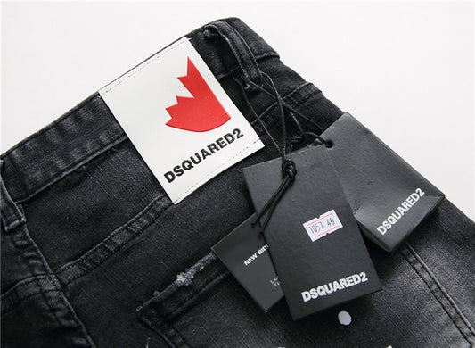 men jeans famous D2 Men slim jeans pants mens denim trousers zipper blue hole Pencil Pants - Enfance-Heureuse