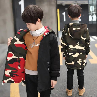 Camouflage thickened plus velvet windbreaker tide - Enfance-Heureuse