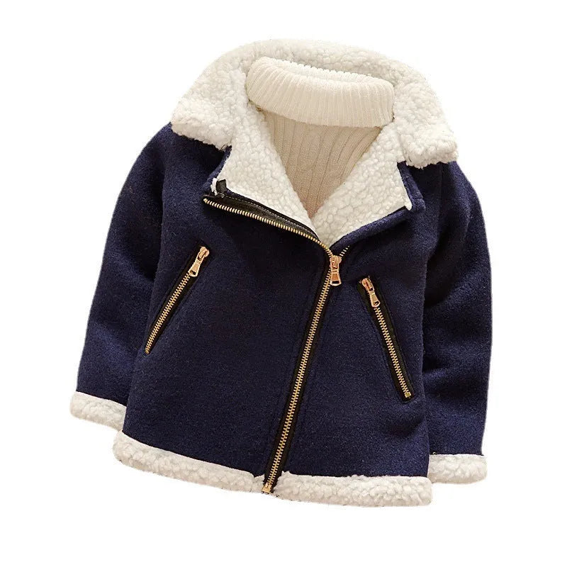 Children's Thickened Fleece Wool Top Lamb Wool Coat - Enfance-Heureuse