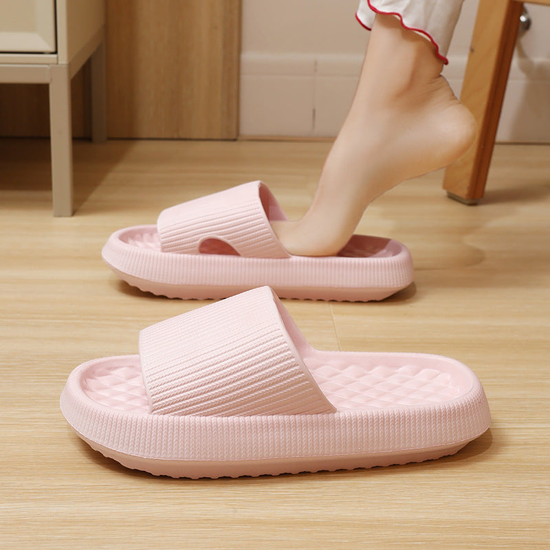 Summer EVA Slippers Solid Color Rhombus Stripe Anti-slip Slippers New Women's Home Shoes - Enfance-Heureuse