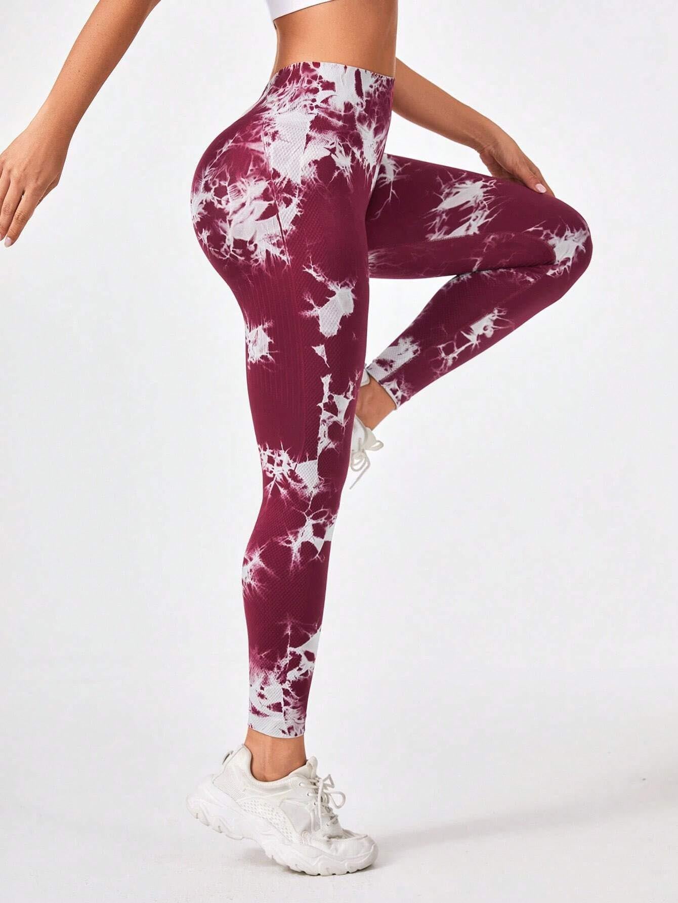 2 Pack Tie Dye Workout Seamless Leggings For Women High Waist Gym Leggings Yoga Pants, Seamless Leggings For Women High Waist Yoga Pants, Scrunch Butt Lifting Elastic Tights - Enfance-Heureuse