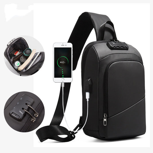 Anti-theft Lock Upscale Chest Bag Men Shoulder Bags USB Charging Crossbody Bags Summer Short Trip Travel Messengers Bag Unisex - Enfance-Heureuse