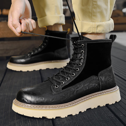 Trend Men's High-top British Style Working Boots - Enfance-Heureuse