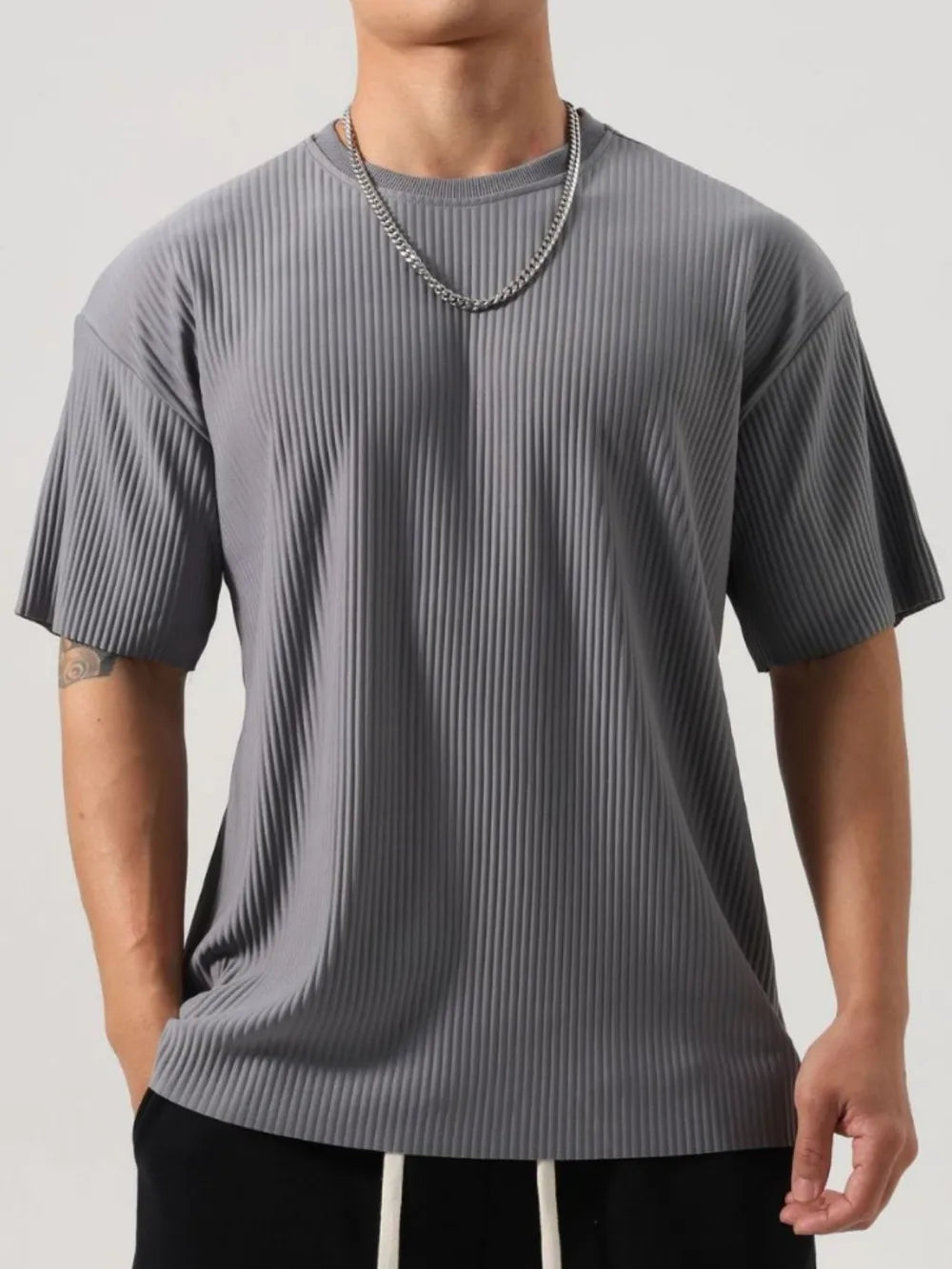Men's Plus Size Round Neck Half Sleeve T-Shirt - Enfance-Heureuse