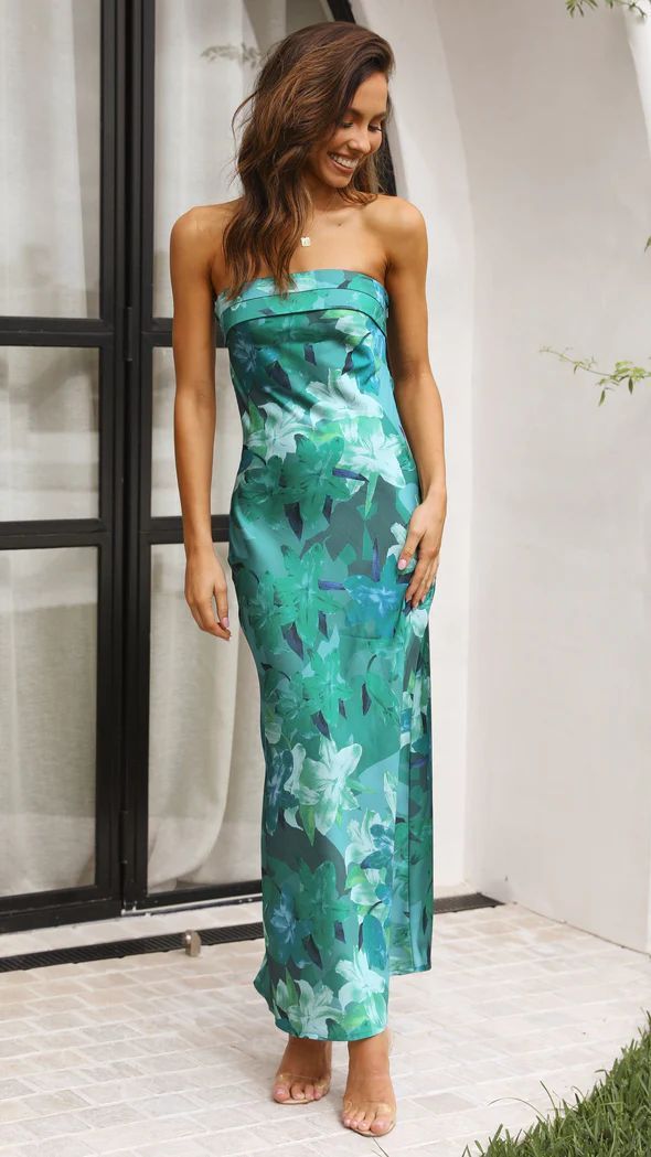 Summer Tube Top Long Dress With Backless Design INS Fashion Flowers Print Party Evening Dresses For Women - Enfance-Heureuse