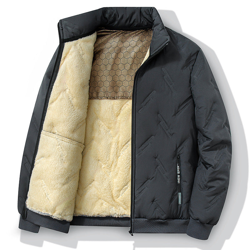 New Graphene-design Cotton Coat Winter Warm Thickened Fleece Jacket Fashion Casual Mens Clothing - Enfance-Heureuse