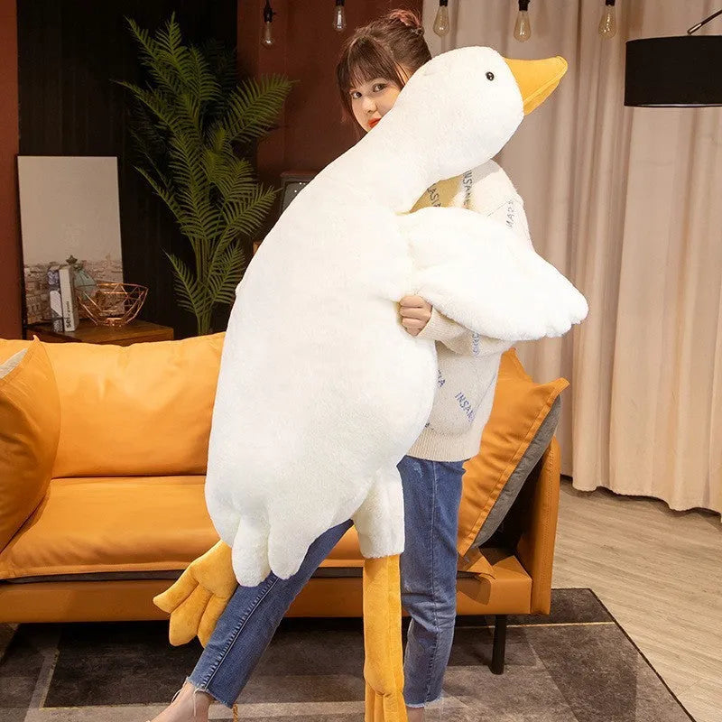 Grand oreiller de poupée d'oie blanche dormir en peluche - Enfance-Heureuse