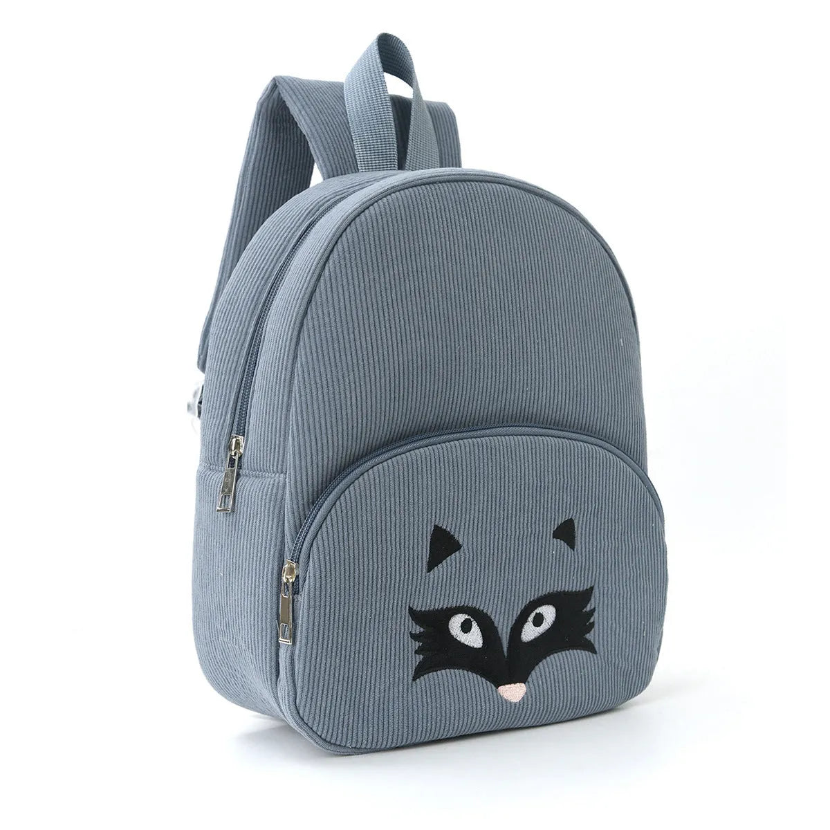 Embroidered Cute Bear Backpack Corduroy - Enfance-Heureuse