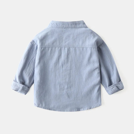 Boys stand collar solid color shirt - Enfance-Heureuse