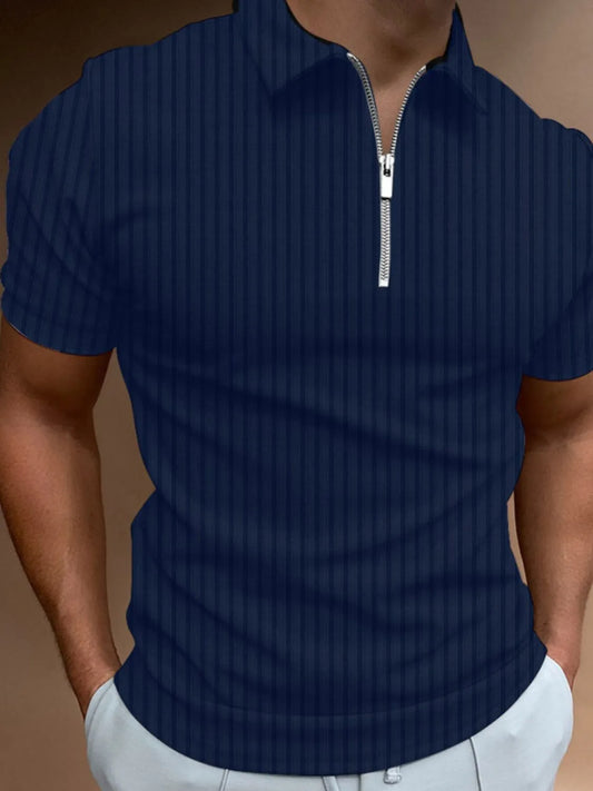 Men's Full Size Collared Neck Short Sleeve Polo Plus Size - Enfance-Heureuse