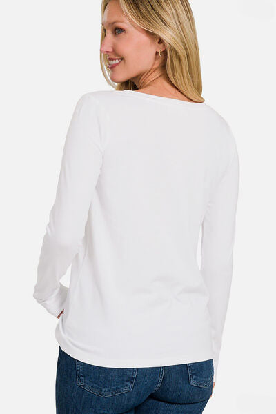 Zenana Full Size V-Neck Long Sleeve T-Shirt - Enfance-Heureuse