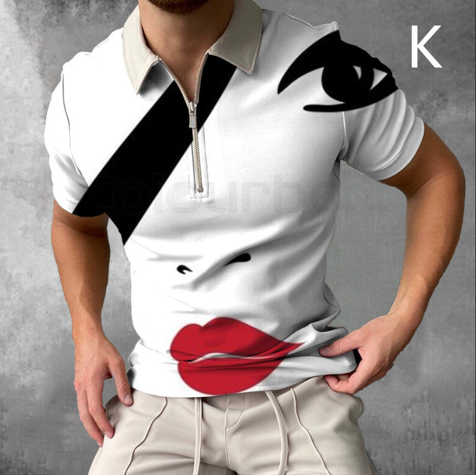 Shirts For Men Face Art Print Short Sleeve Tshirts Streetwear Mens - Enfance-Heureuse
