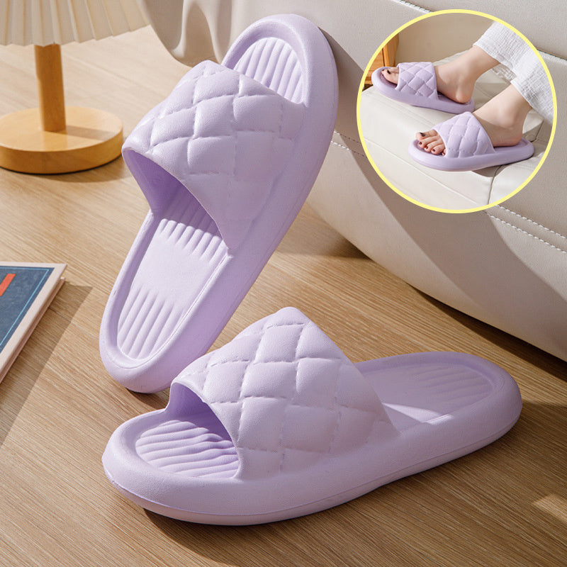 New Rhombus Home Slippers Summer Non-slip Floor Bathroom Slipper Lightweight Simple House Shoes For Women Men - Enfance-Heureuse