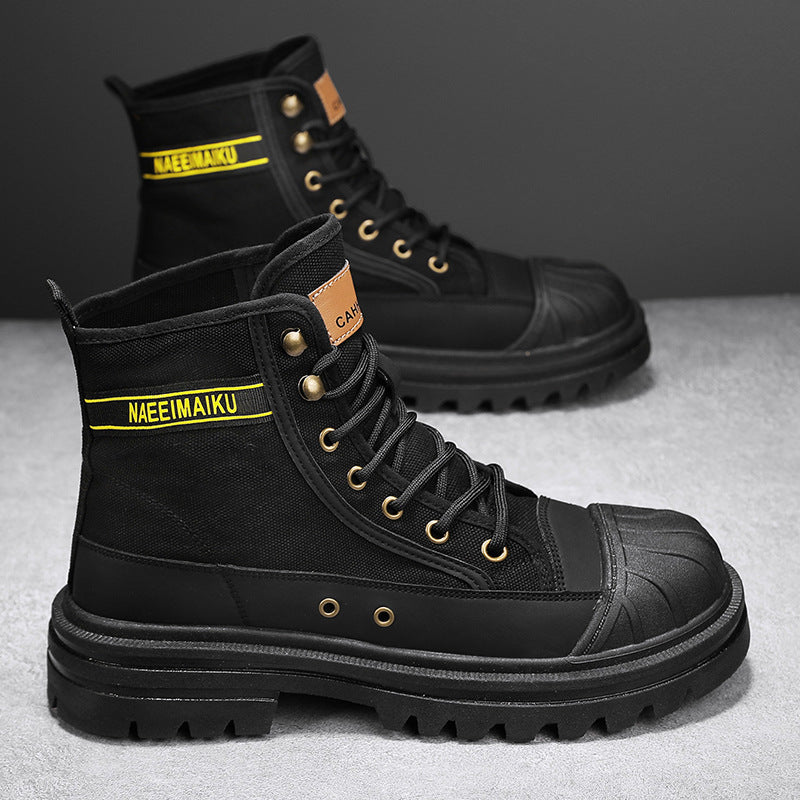 Thick-soled Canvas Casual Sports Men's All-match Work Motorcycle Boots - Enfance-Heureuse
