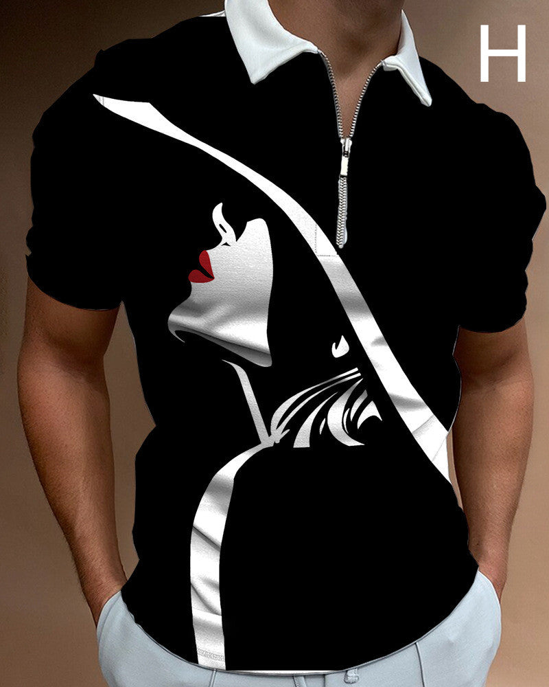 Shirts For Men Face Art Print Short Sleeve Tshirts Streetwear Mens - Enfance-Heureuse