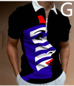 Shirts For Men Face Art Print Short Sleeve Tshirts Streetwear Mens - Enfance-Heureuse
