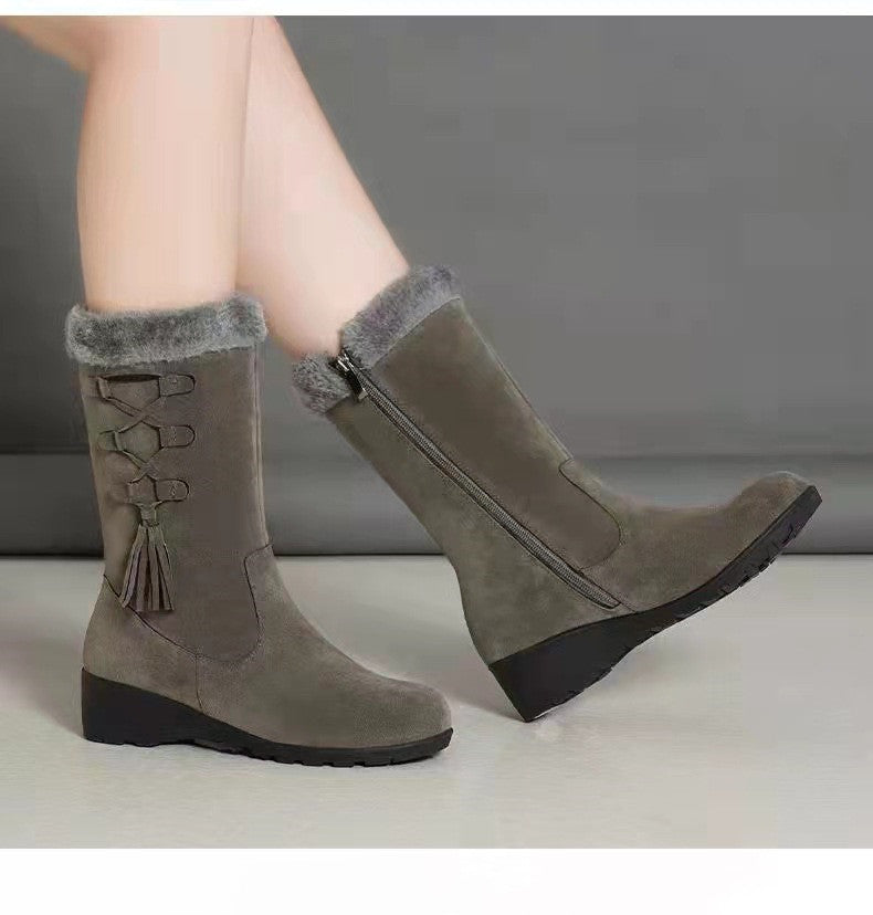 Cotton Boots Fleece Warm Boots Plus Velvet Thick Cotton Shoes - Enfance-Heureuse