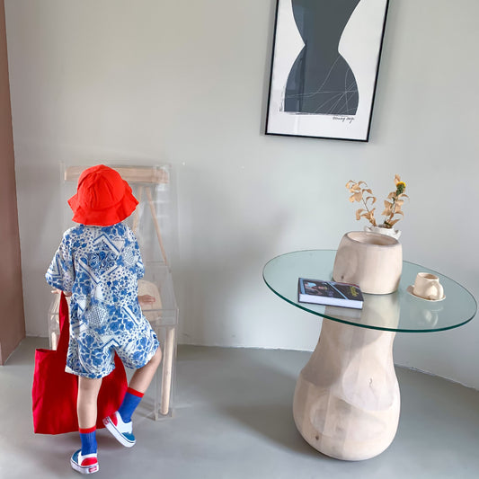 Printed Shirt Boys Vacation Style Chiffon Shirt Shorts Suit - Enfance-Heureuse