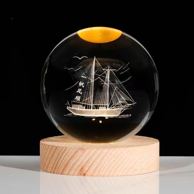 Luminous Starry Sky And Planets Moon Moon Crystal Ball Small Night Lamp Projection Ambience Light Creative Gift New Strange Gift - Enfance-Heureuse