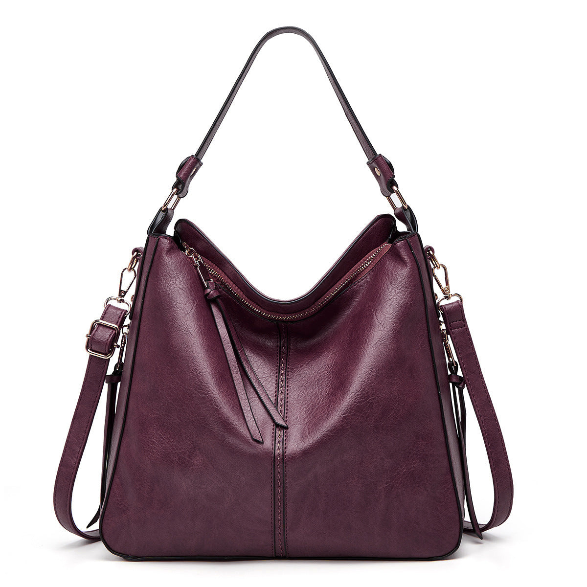 Hobos Zipper Bucket Bags With Adjustable Shoulder-strap Handbags Temperament High Capacity Messenger Shoulder Bag For Women - Enfance-Heureuse