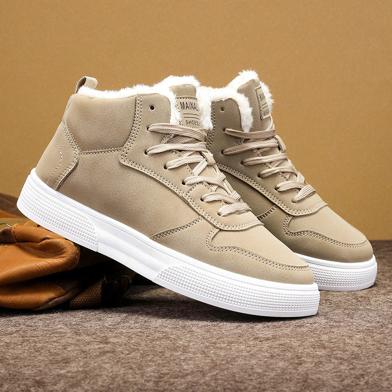 Plus Size Men's High-top Winter Warm Fleece-lined Casual Fashion Sports Cotton Shoes - Enfance-Heureuse