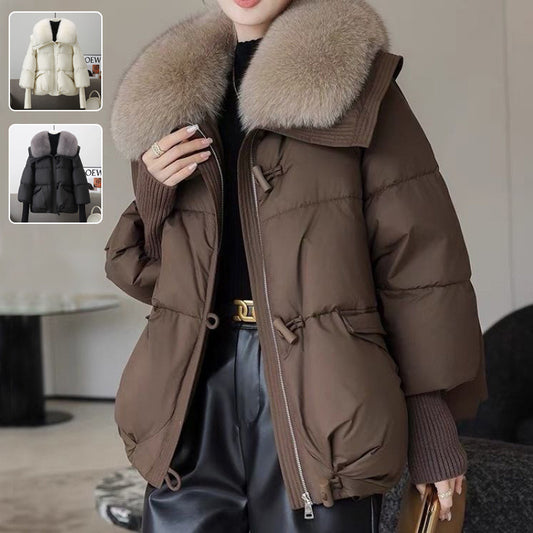 Down Cotton-padded Jacket Women's Short Fur Collar Thickened Coat Winter Clothing - Enfance-Heureuse