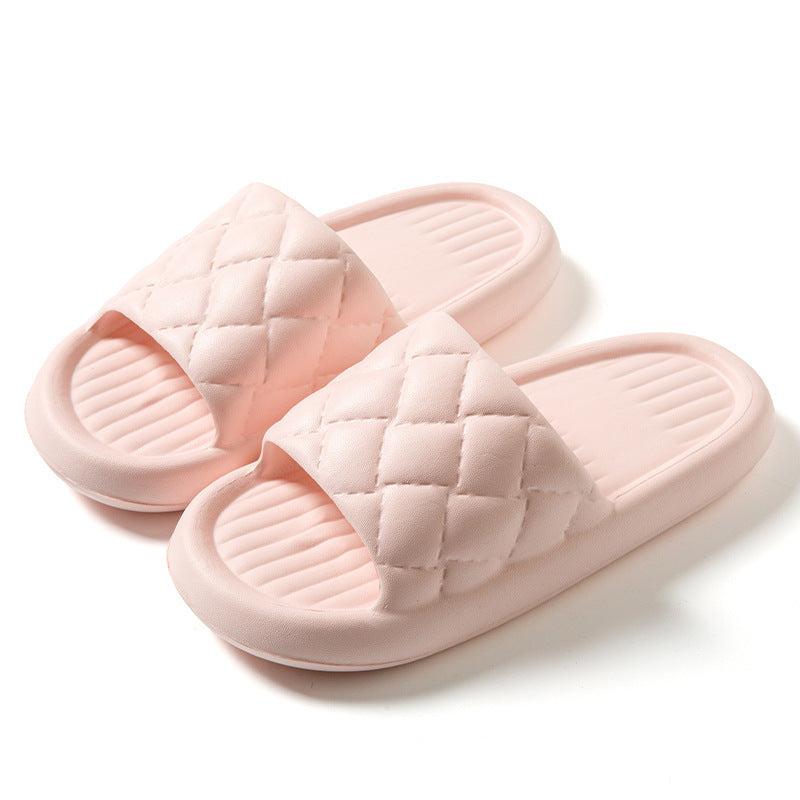 New Rhombus Home Slippers Summer Non-slip Floor Bathroom Slipper Lightweight Simple House Shoes For Women Men - Enfance-Heureuse
