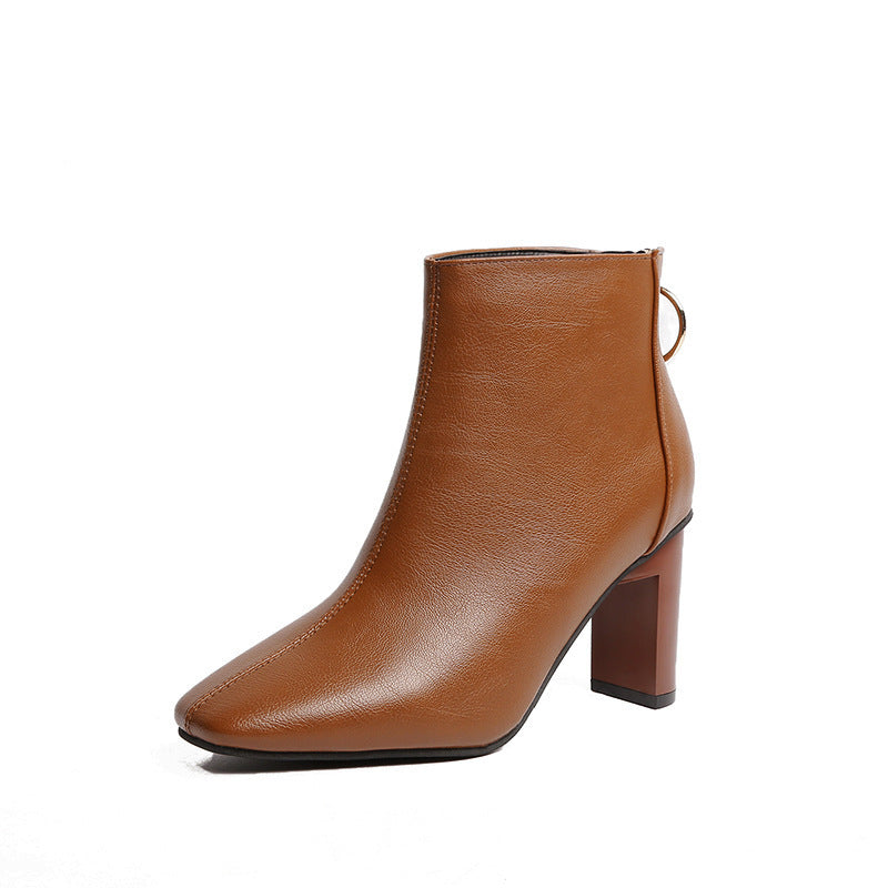 Chunky Heel Martin Boots Women's Shoes Plus Size - Enfance-Heureuse