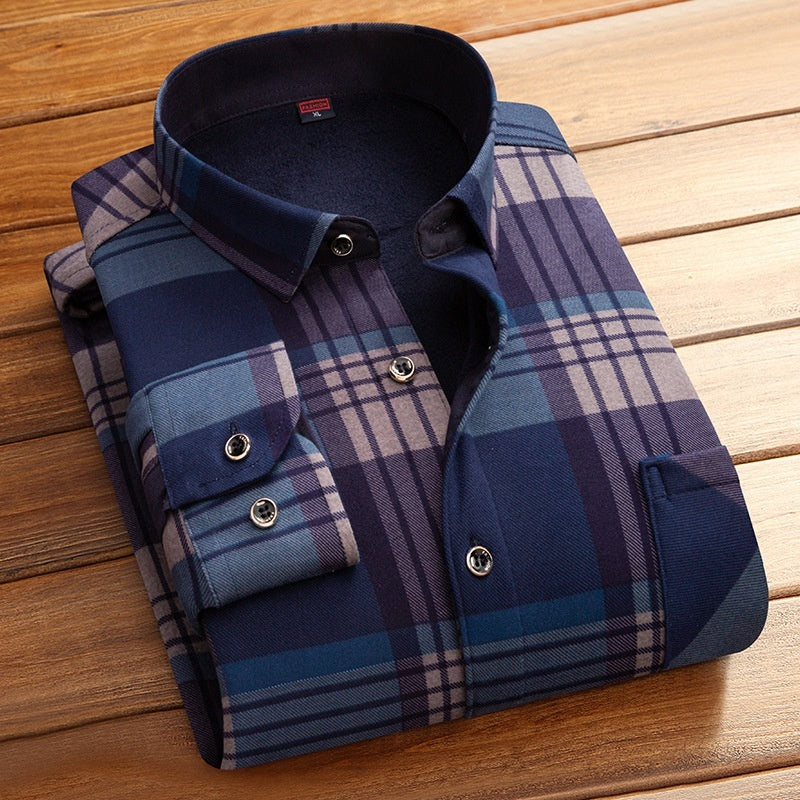 Thickened Velvet Padded Shirt Thermal Plaid - Enfance-Heureuse