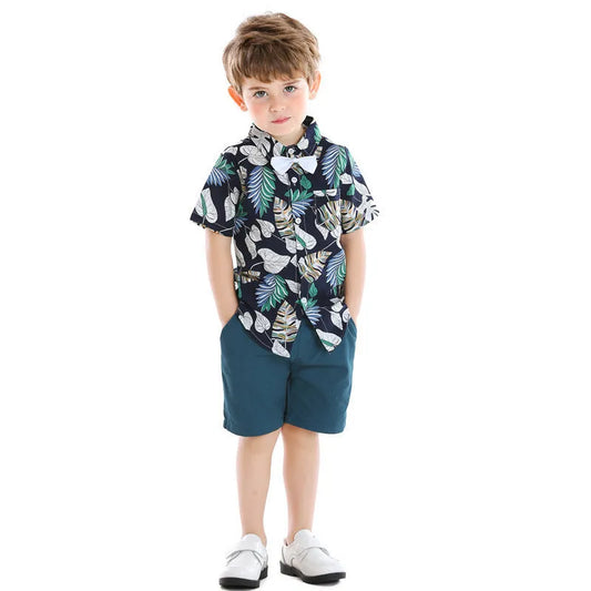 Two-piece boy short sleeve printed shirt - Enfance-Heureuse
