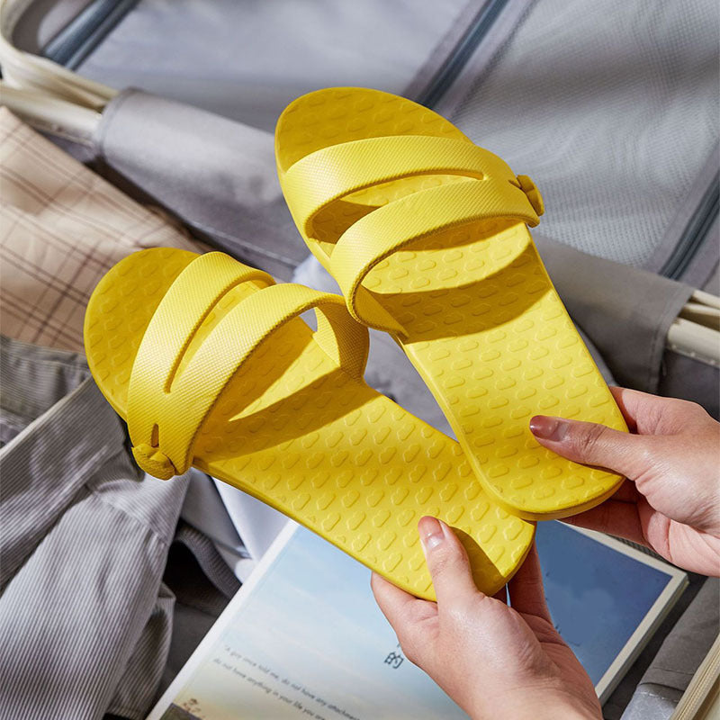 Folding Travel Slippers Hotel House Shoes Removable Non-slip Bathroom Slippers Summer Unisex Slides - Enfance-Heureuse