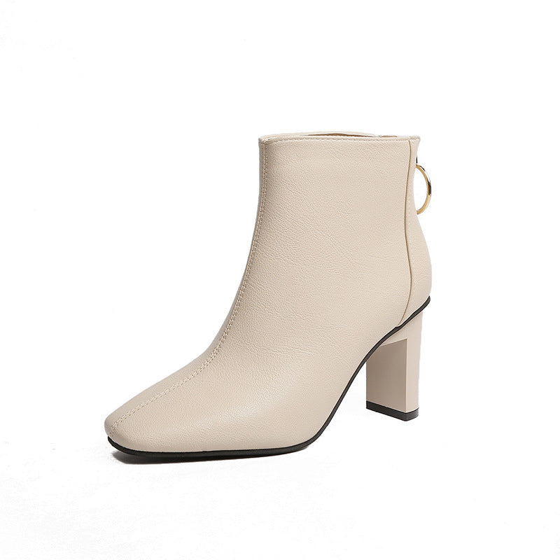 Chunky Heel Martin Boots Women's Shoes Plus Size - Enfance-Heureuse