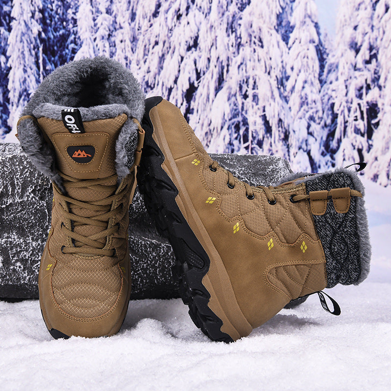 Men's Thick-soled Daily Outdoor Fleece-lined High-top Boots - Enfance-Heureuse