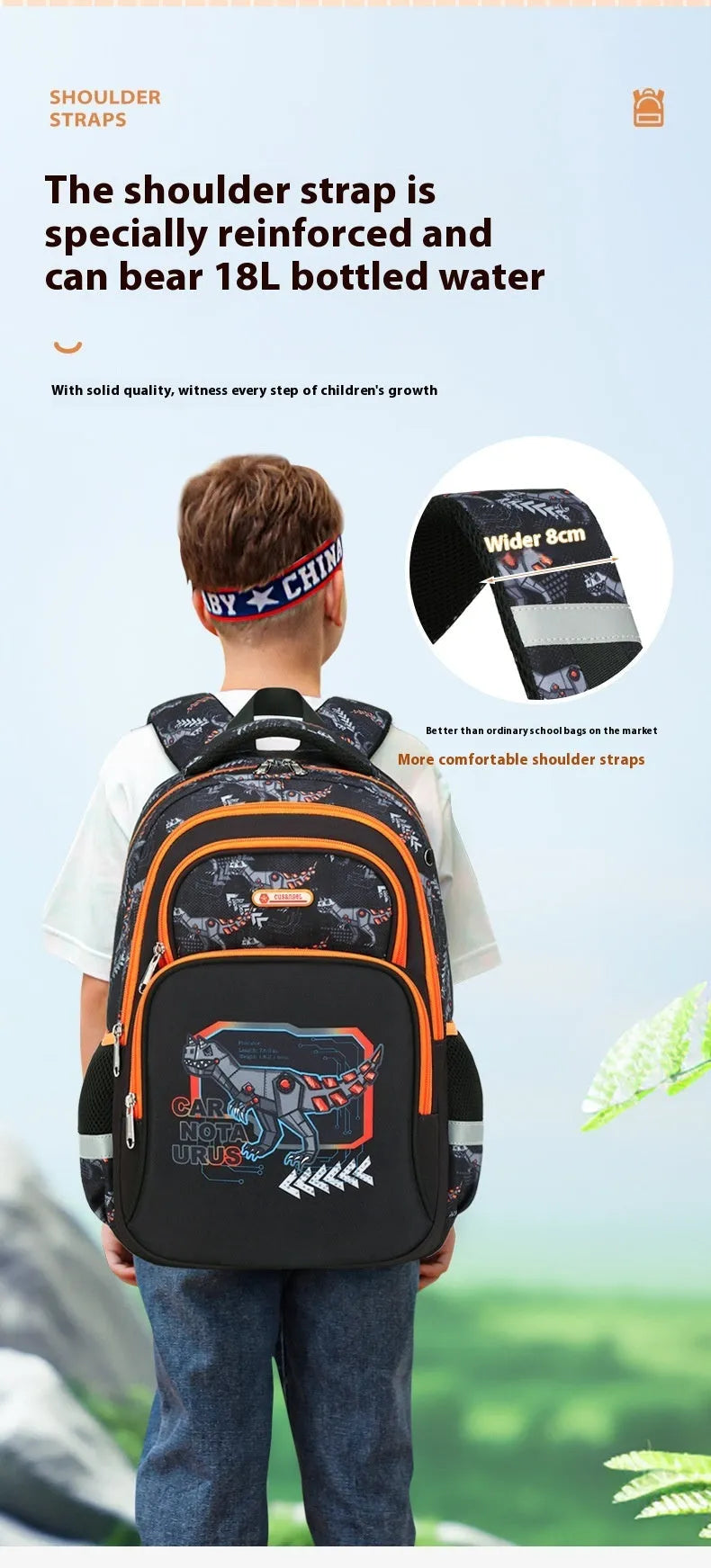 Primary School Student Schoolbag Boys Stylish And Lightweight Grade 1-3 Children Backpack - Enfance-Heureuse