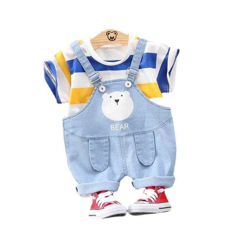 Summer Striped Short-sleeved Casual T-shirt Kids Cover - Enfance-Heureuse