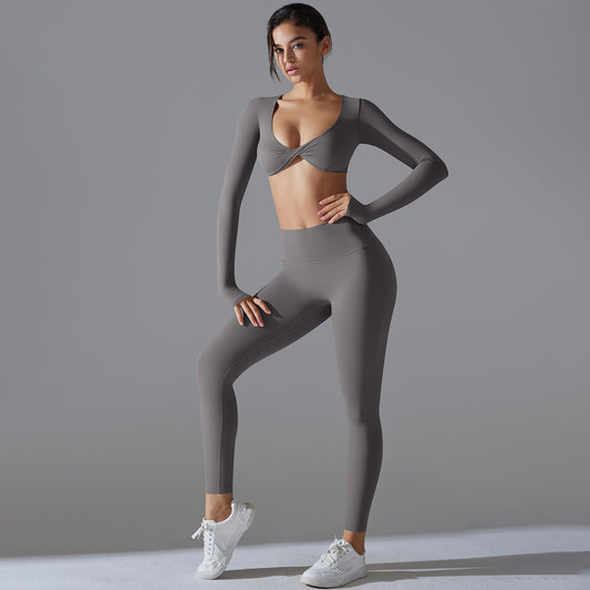 Yoga Clothes Sports Push Up Long Sleeve Workout Clothes Suit - Enfance-Heureuse