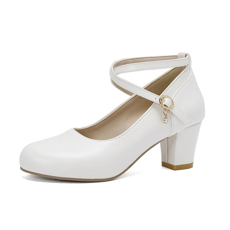Chunky Heel High Heel Shoes Mary Jane Shoes Work Shoes - Enfance-Heureuse