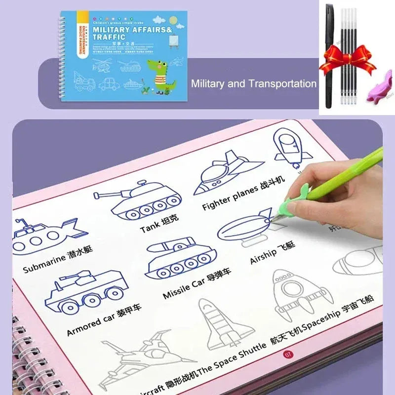 Magic Book Curious Copybook Children Drawing Books 3D Groove Reusable Educational Montessori Games for Writing Practice Book - Enfance-Heureuse