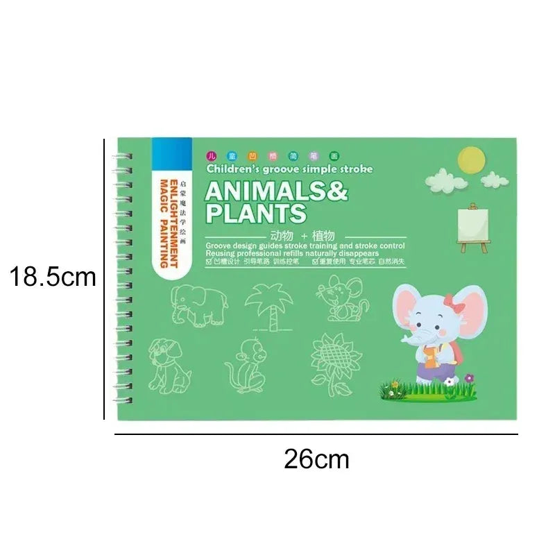 Magic Book Curious Copybook Children Drawing Books 3D Groove Reusable Educational Montessori Games for Writing Practice Book - Enfance-Heureuse