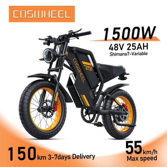 Coswheel Ebike GT20 Adult Electric Motorcycle Mountain Bikes 20Inch 48V Electric bike Fatbike Adult Motorcycles Drit bike - Enfance-Heureuse